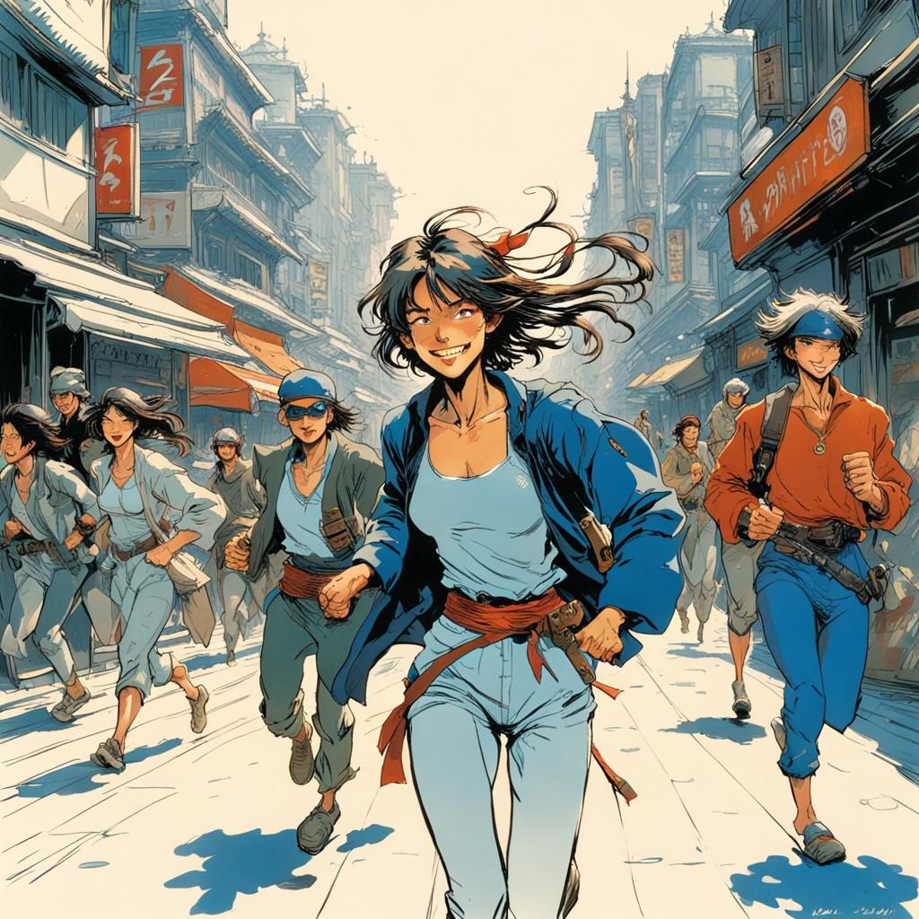 Smiling Girl in Comic Art Style