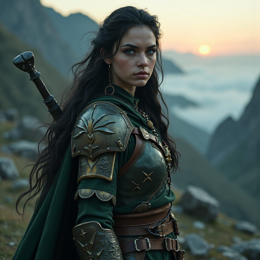 Dwarf Warrior in Emerald Light: Dark Fantasy Portrait