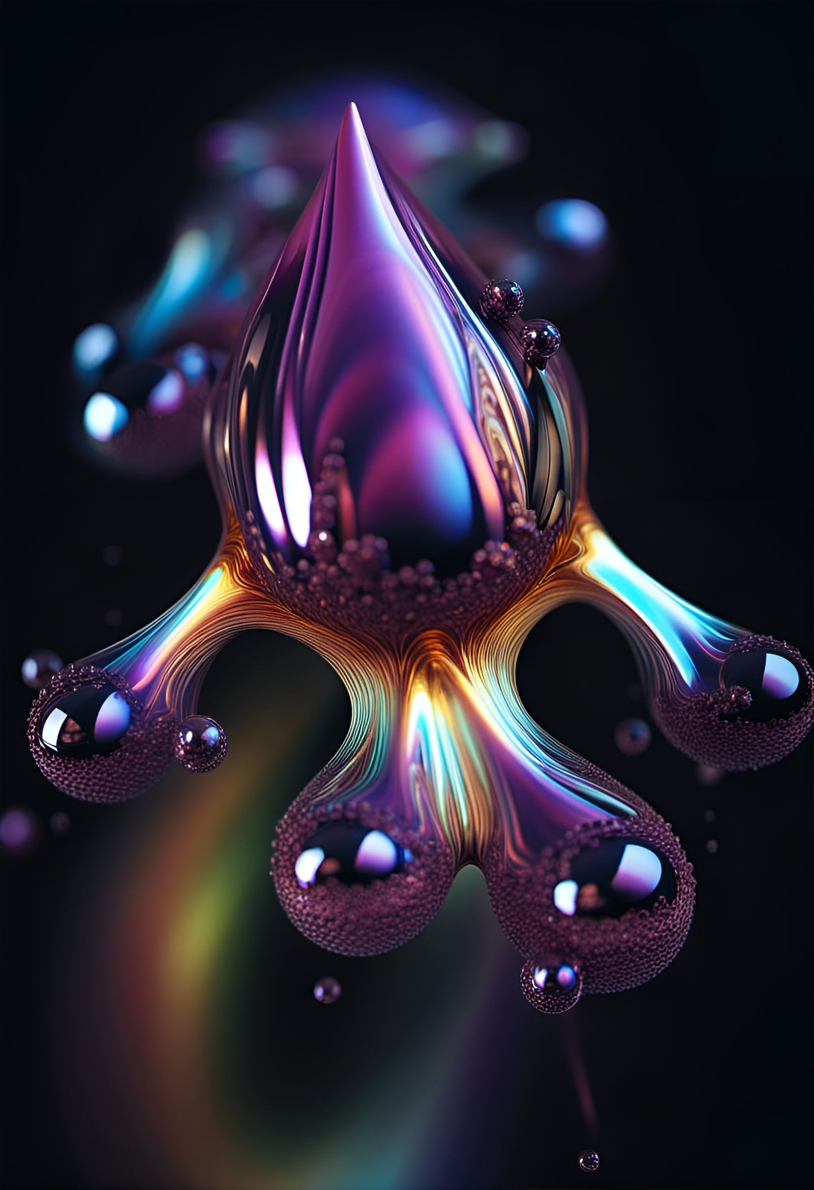 Fractal Water Droplets in 3D Acrylic Art