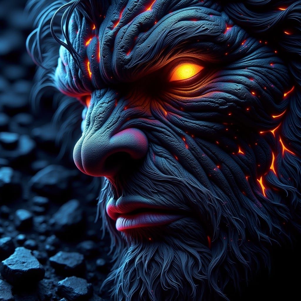 Beast-Man Portrait: Intelligence and Fury in UV Light