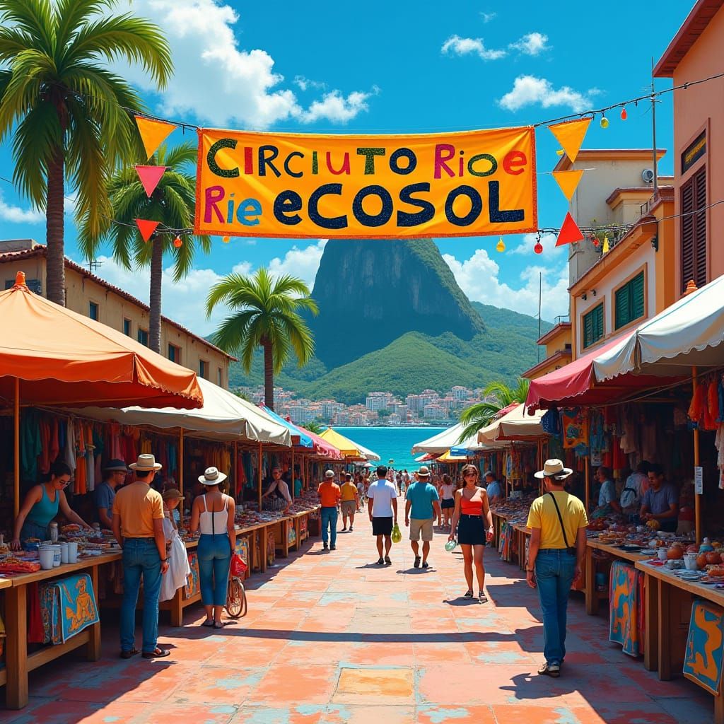 Lively Artisan Market in Rio de Janeiro Plaza