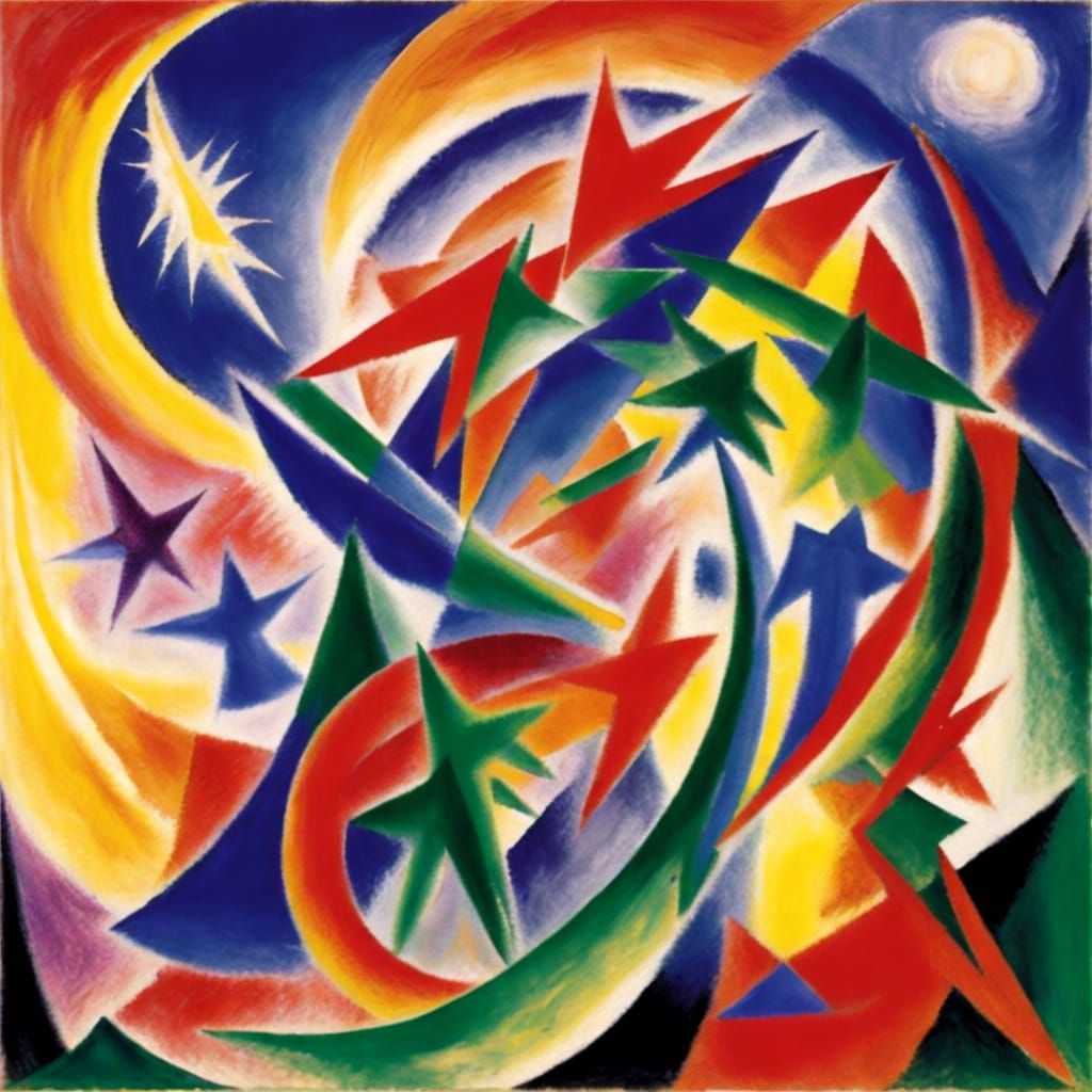Astral Expressionist Shimmers in Franz Marc Style