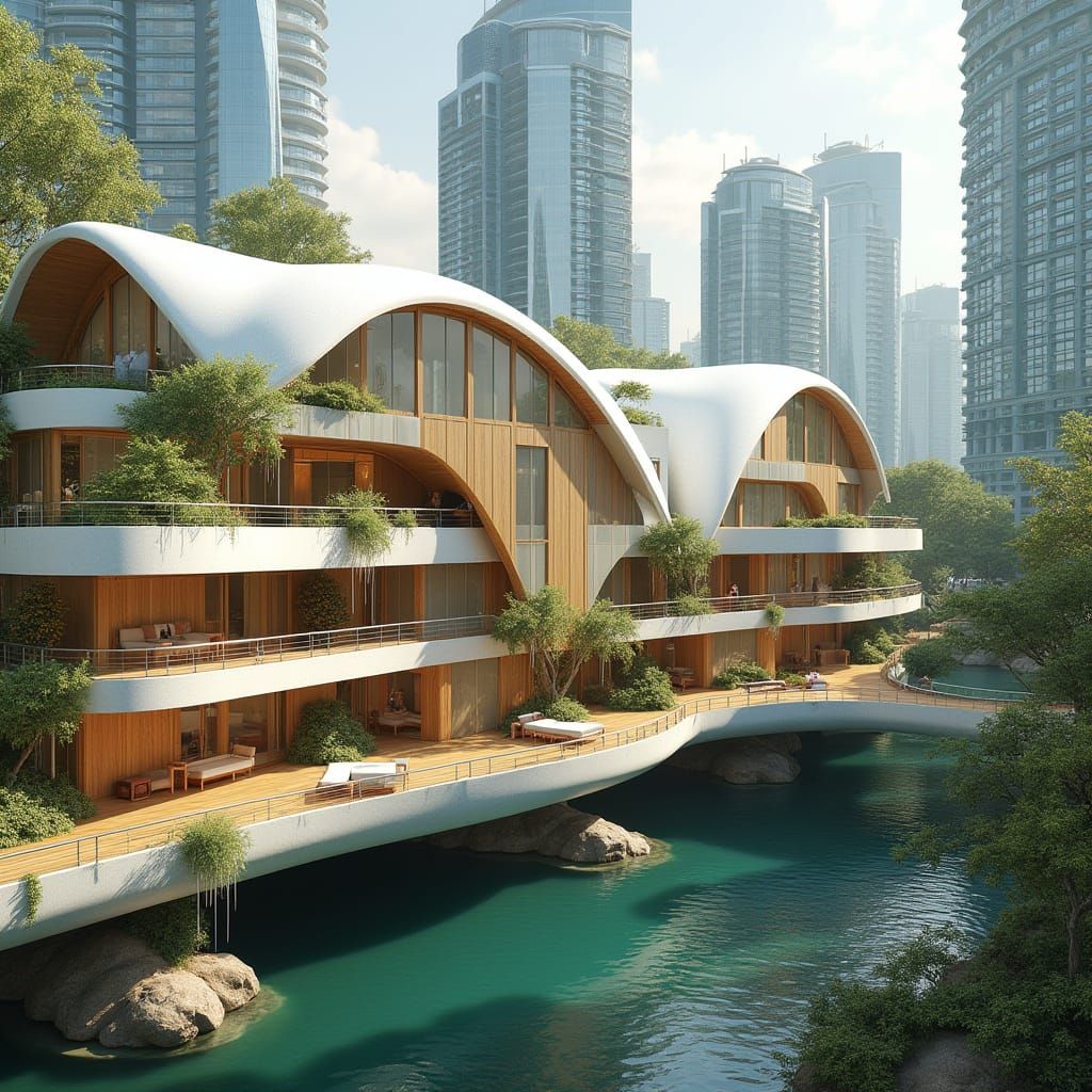 Futuristic Organic Architecture with Transparent Plastic Bui...