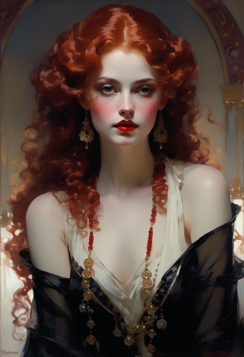 Victorian Vampire in Edward Cucuel Style