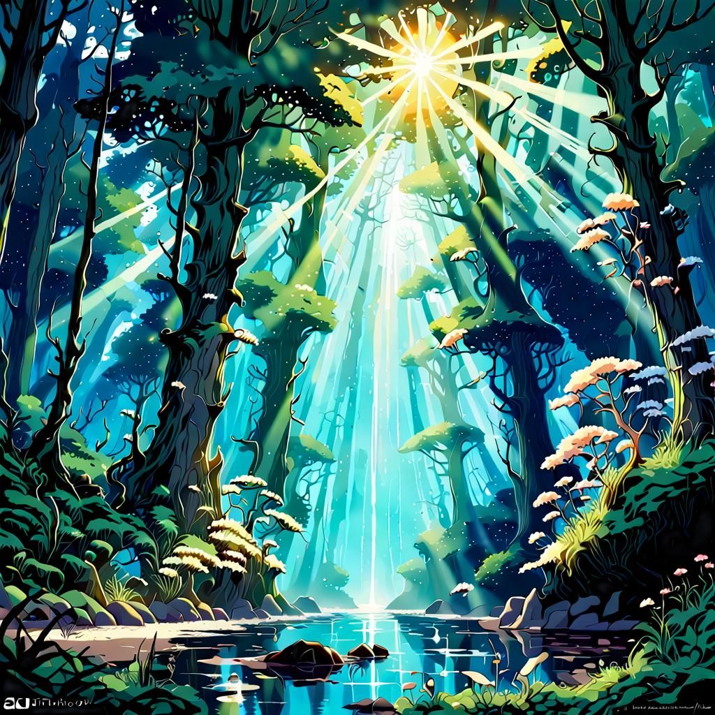 Enchanted forest landscapes.