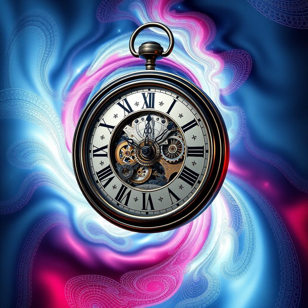 Clock Falls through an Iridescent Fractal Maze