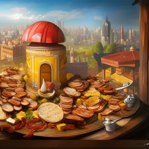 Breakfast Cityscape Concept Art in Unreal Engine