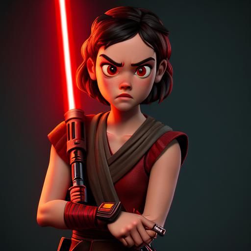 Pixar Style Rey Palpatine with Red Lightsaber