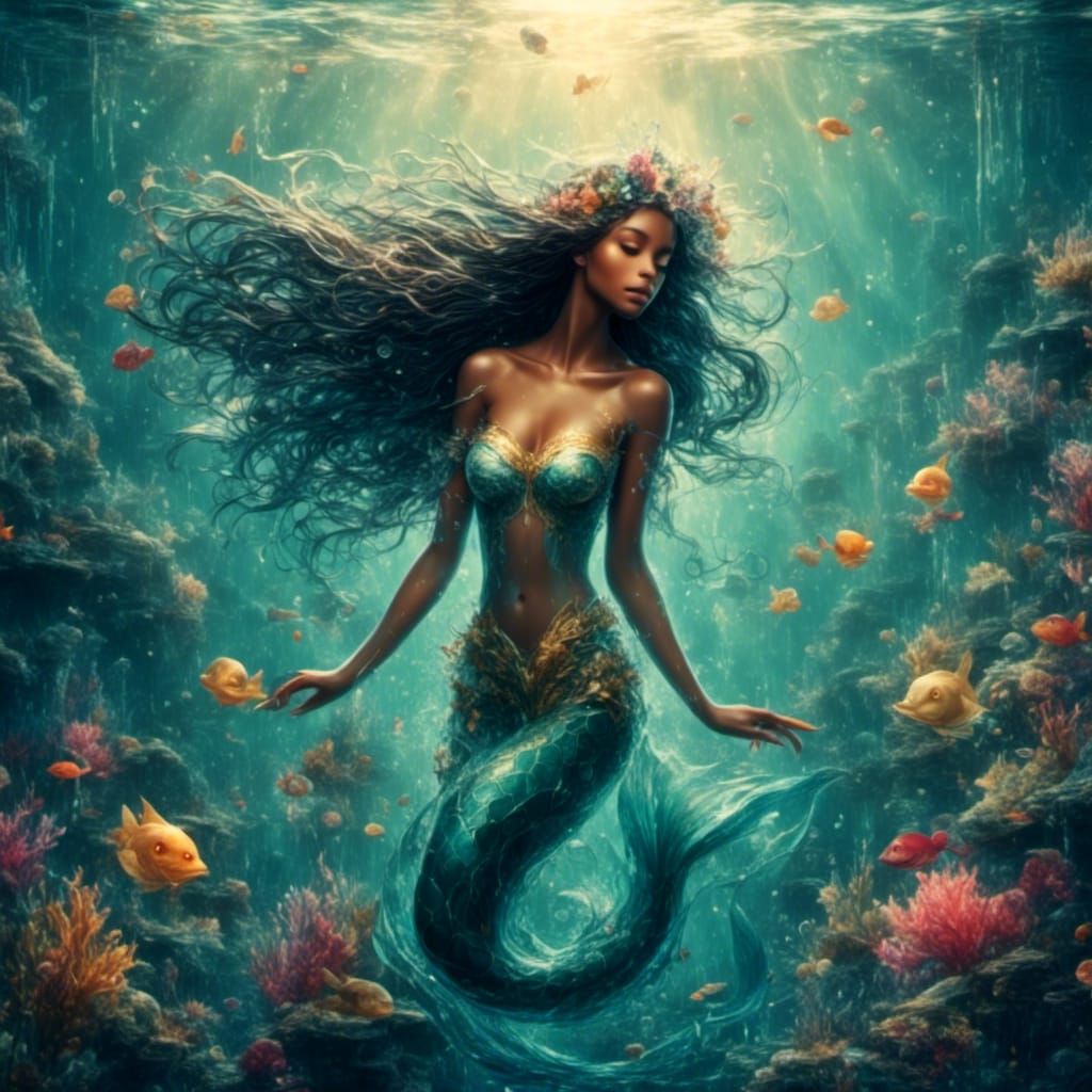 Realistic Little Mermaid with Magical Water Aesthetic