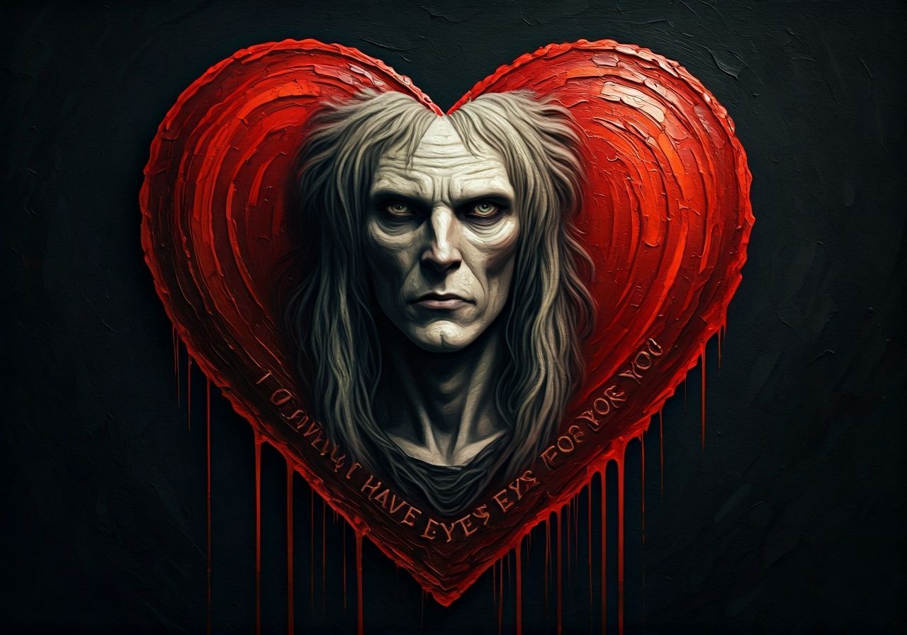 Pale Man Heart 'I Only Have Eyes For You' Impasto Oil Painti...