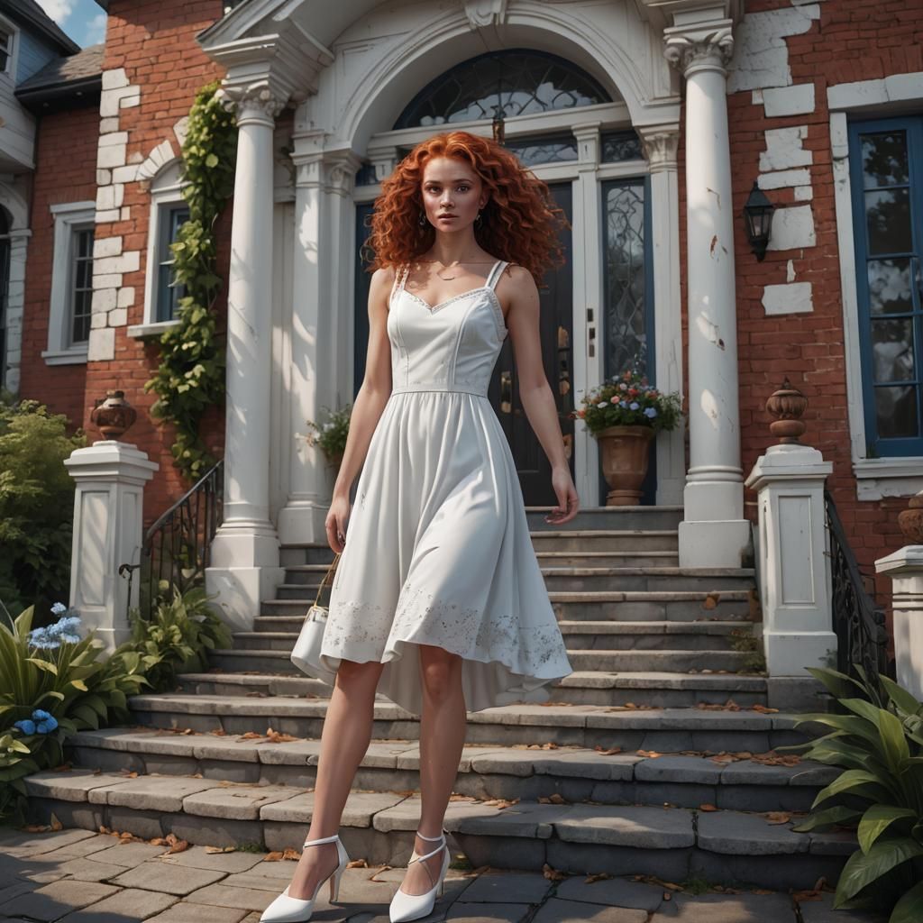 Teen Girl in White Graduation Dress Photo