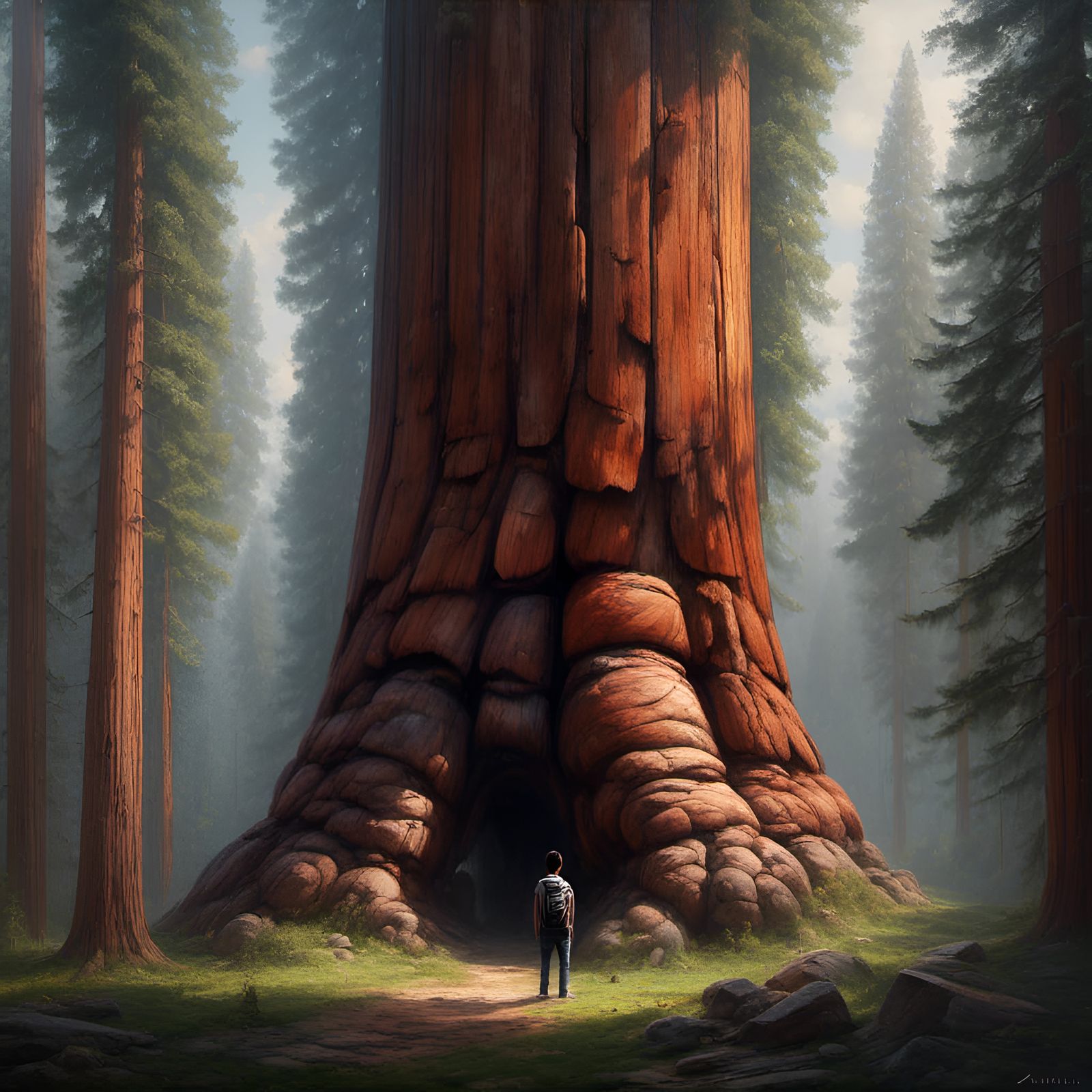 Sequoia Tree Man in Sequoiapunk Style