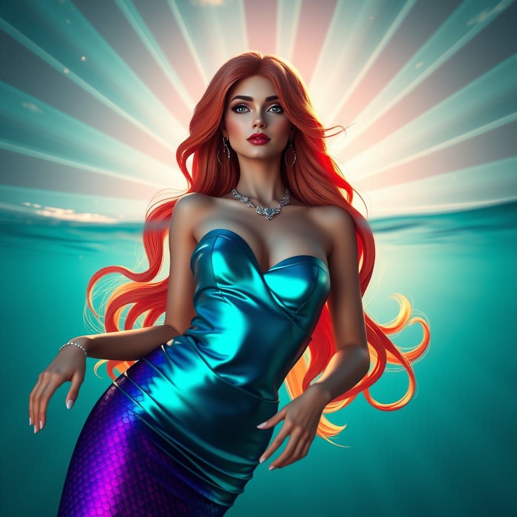 Mermaid's Oceanic Fashion in Vibrant 4K Style