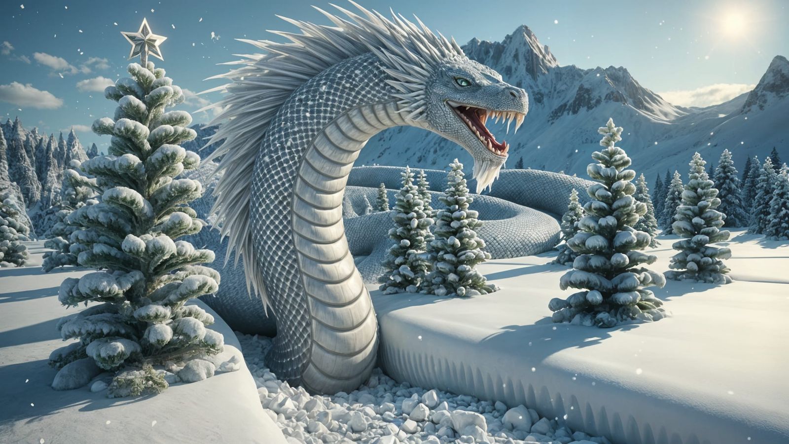 Photorealistic Pearl Serpent with Dragon Head