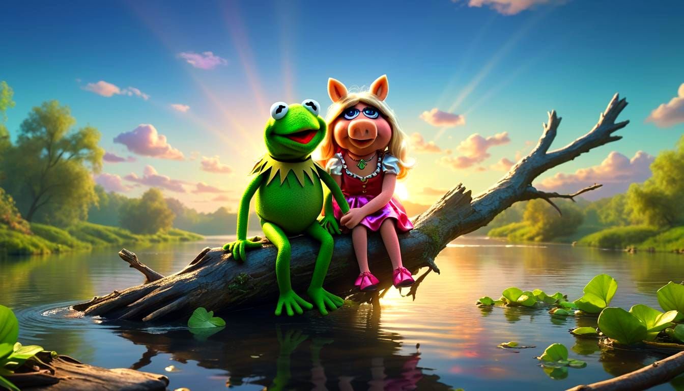 Kermit and Miss Piggy in 3D Digital Art