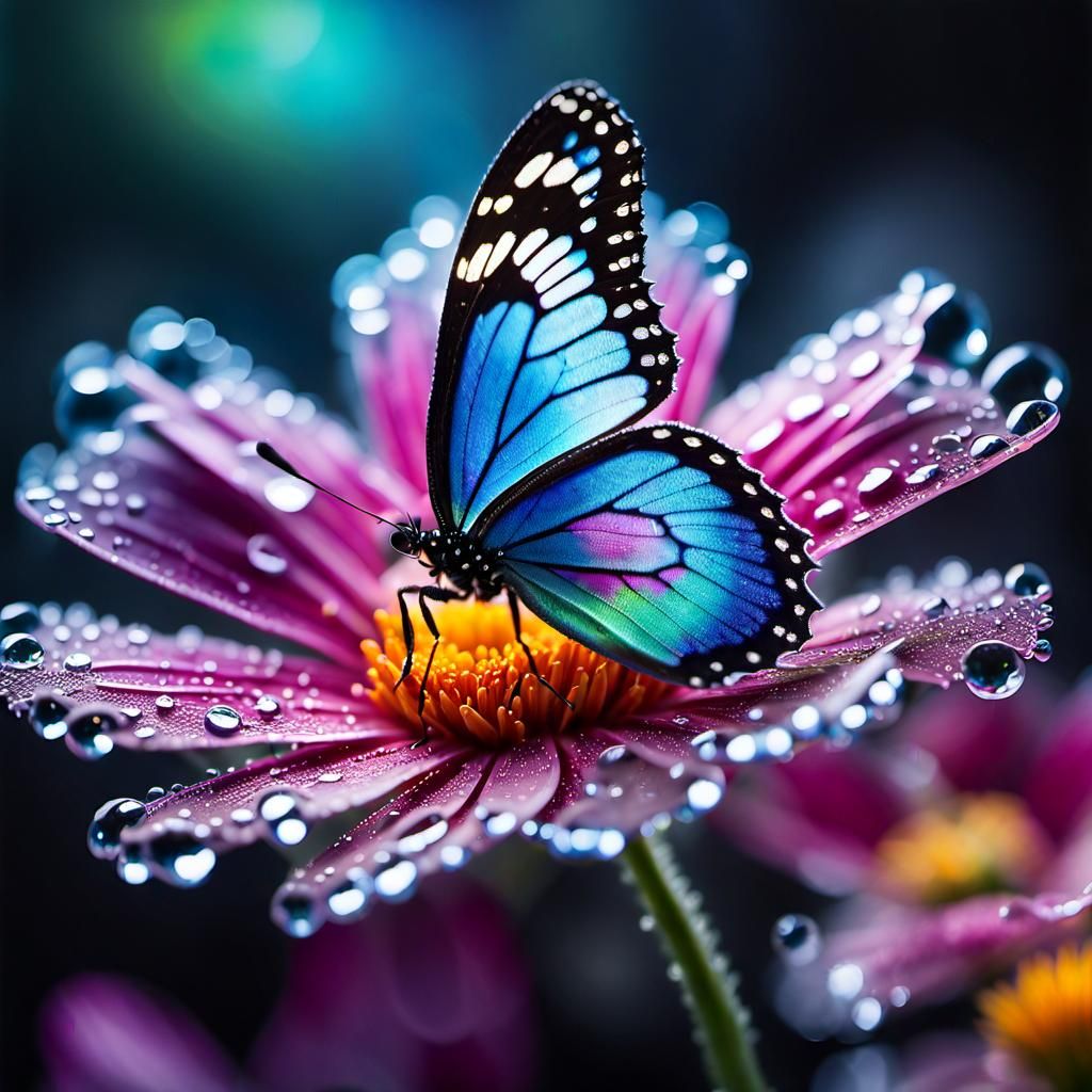 Dew drops butterfly