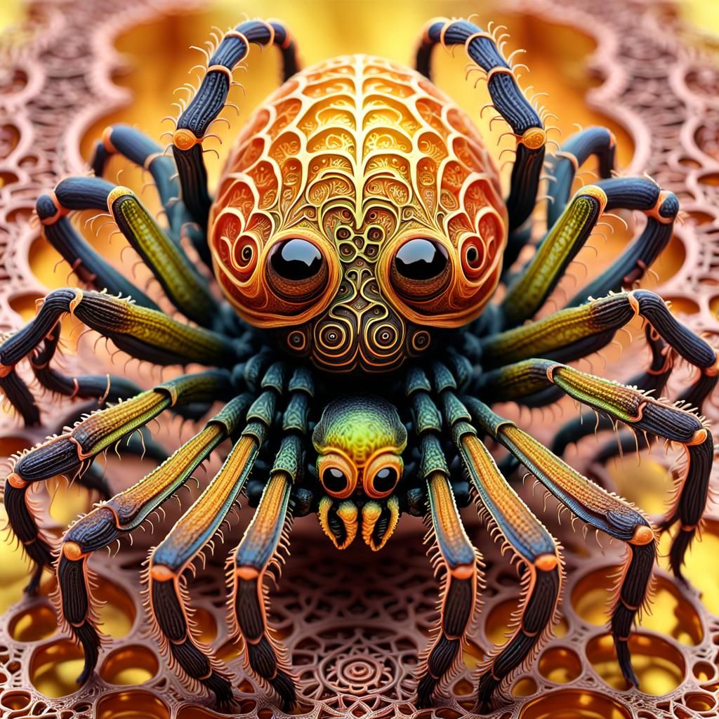 Ethereal Translucent Spider with Botanical Details