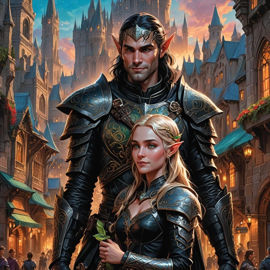 Heroic Elf Rescue in Comic Book Style