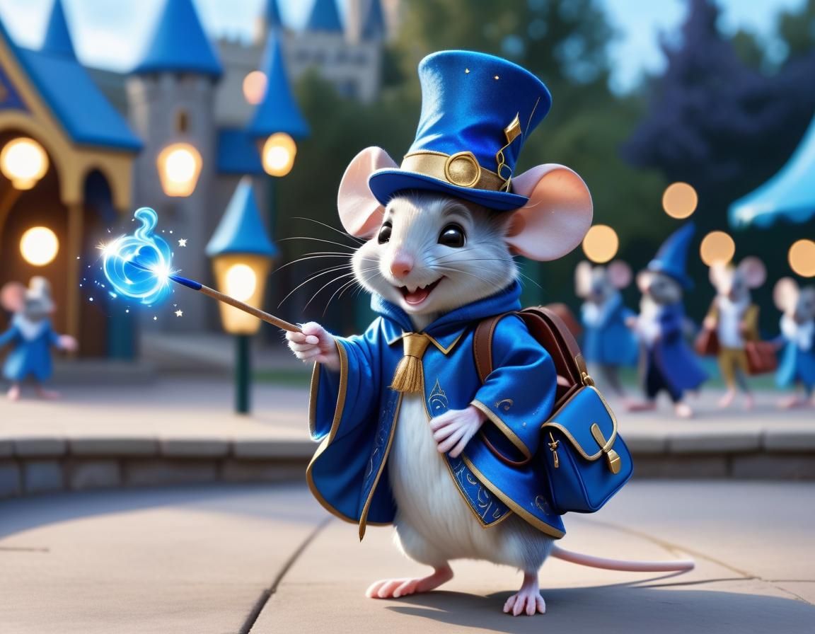 Anthropomorphic Mouse Magician in Magic Castle