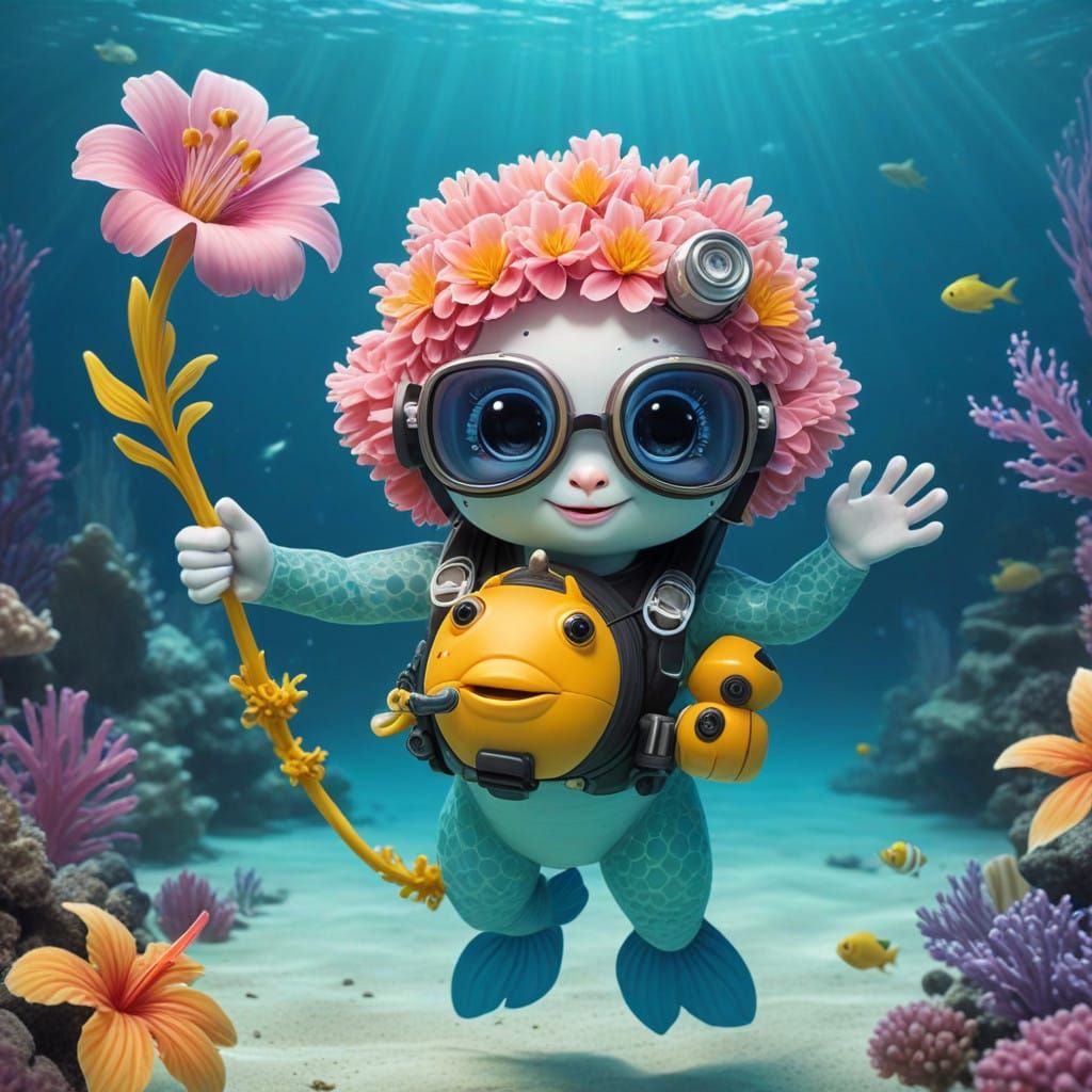 Flower Creature Explores Ocean Depths in Search of Enchanted...