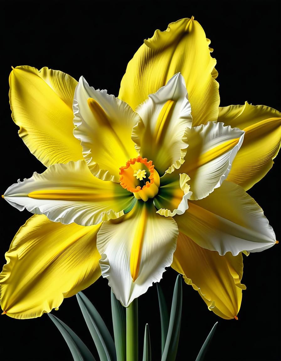 Daffodil Flower Masterpiece with Fractal and Zentangle Eleme...