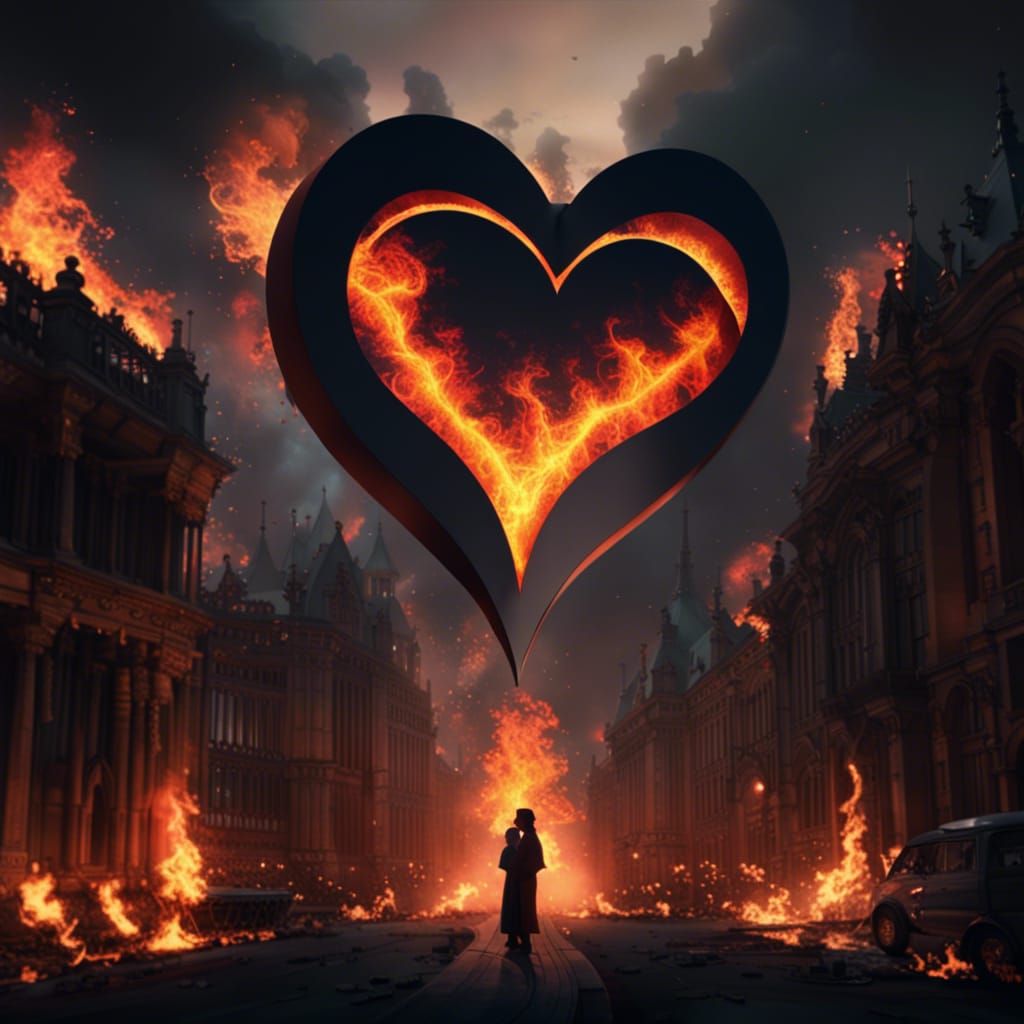 Hearts Ablaze: A Dramatic Digital Matte Painting