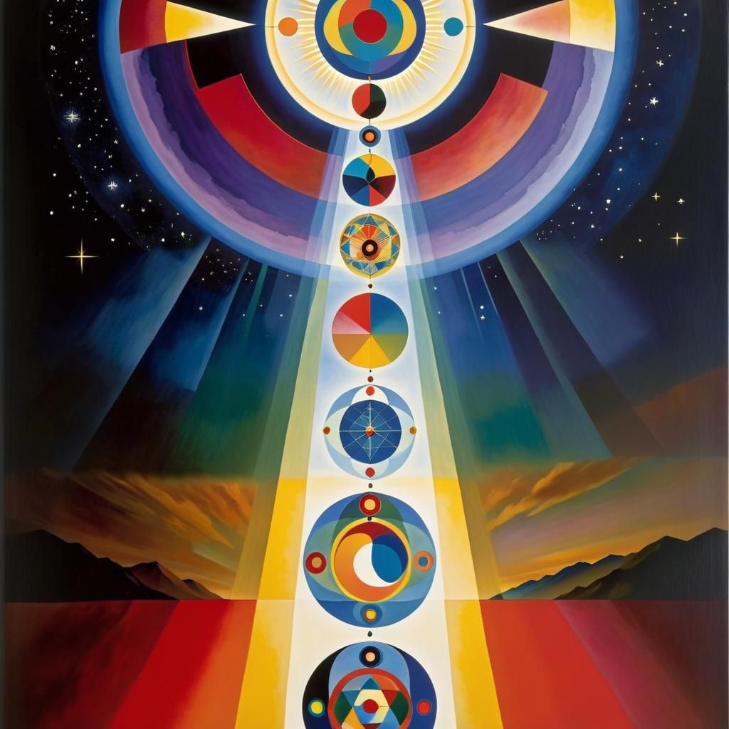 Ascension of Humanity: Spiritual Gouache Masterpiece