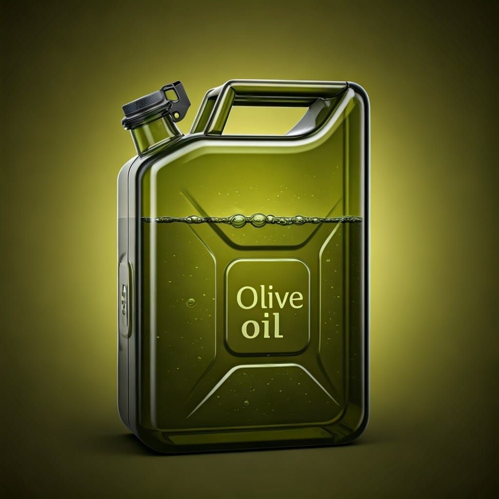 Olive Oil in Glass Jerrycan: 3D Render