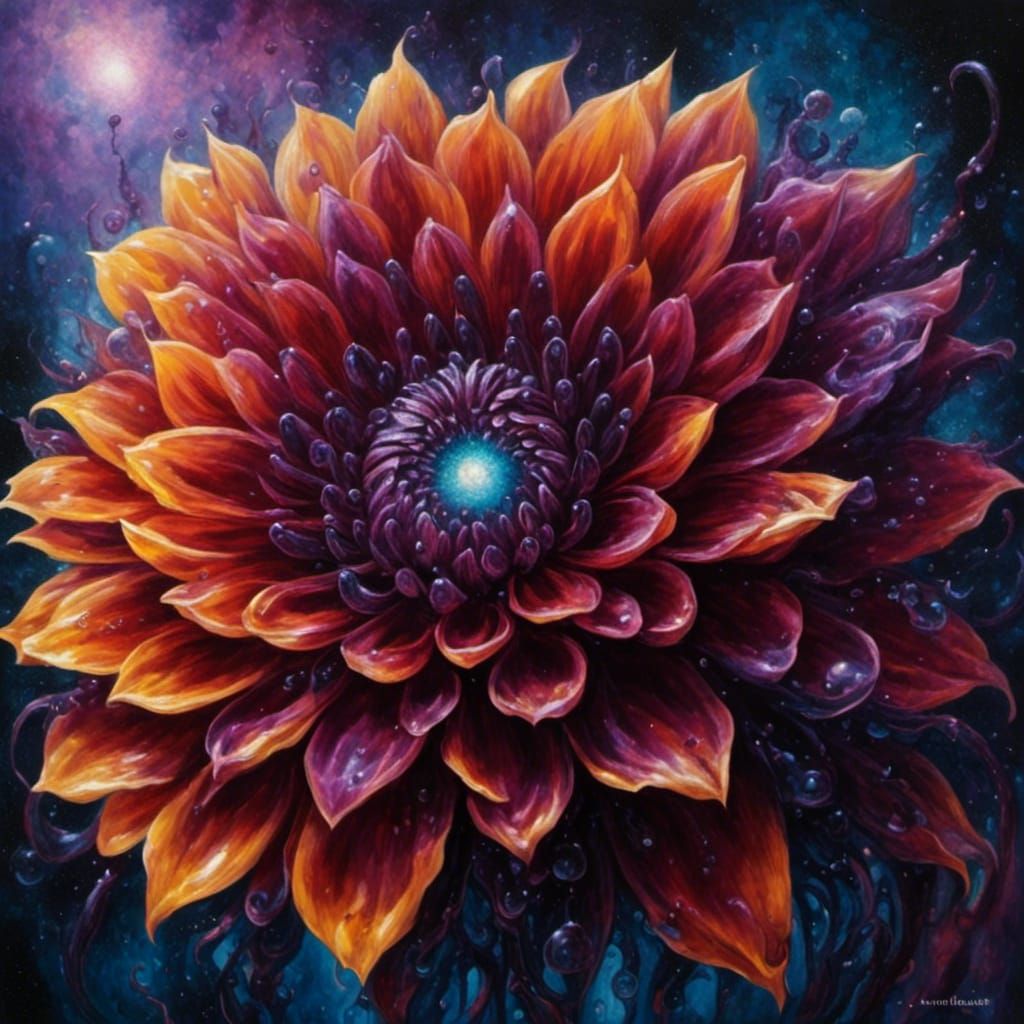 Dripping Galaxy Dahlia Flower in Deep Colors