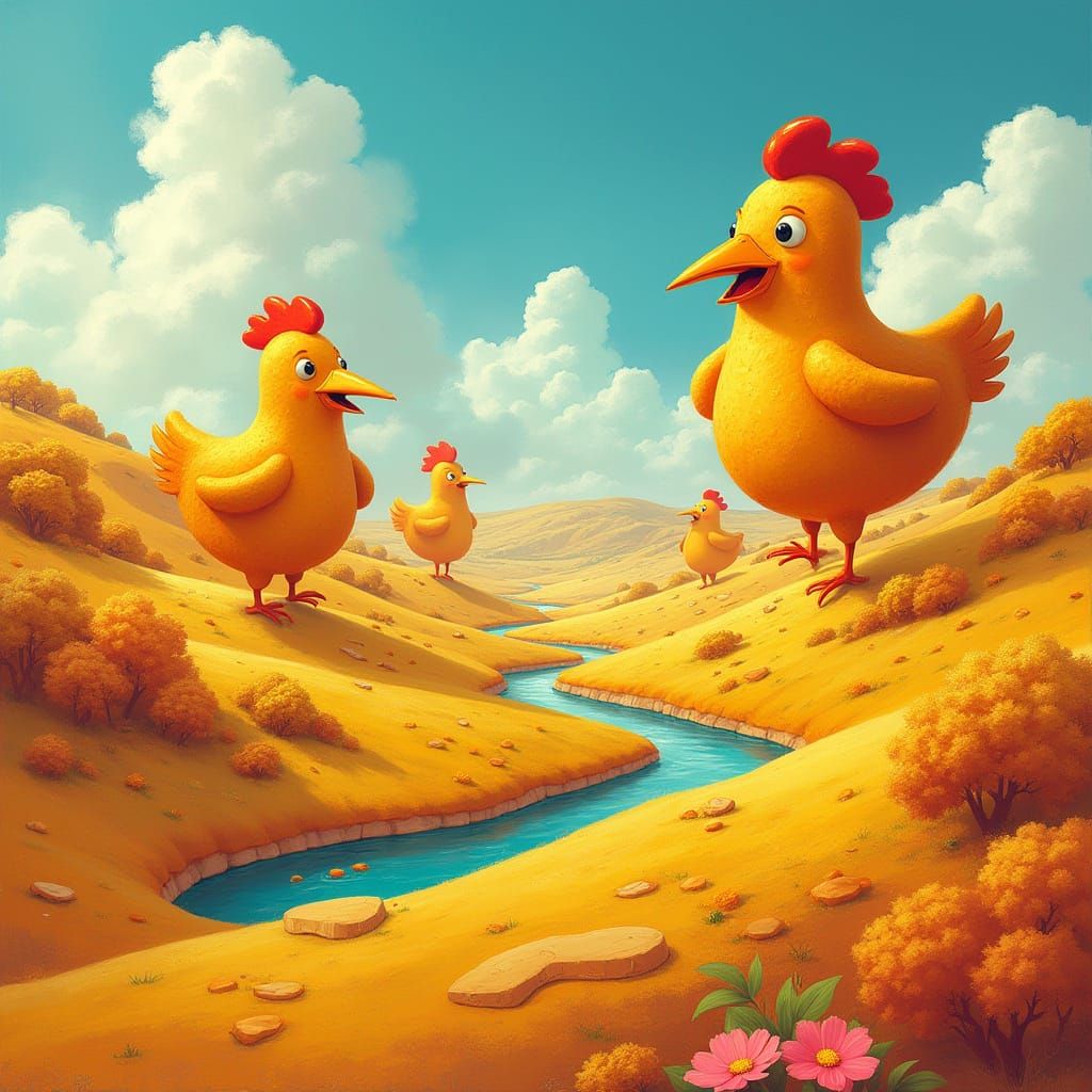 Giant Chicken Nugget Kingdom in Whimsical Pop Art Style