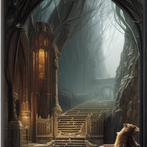 Narnia: Lion, Witch, and Wardrobe in Art Nouveau Style