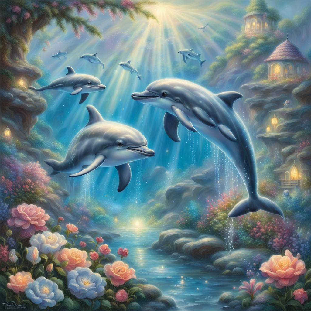 Cute Baby Dolphin in Ethereal Fantasy Style