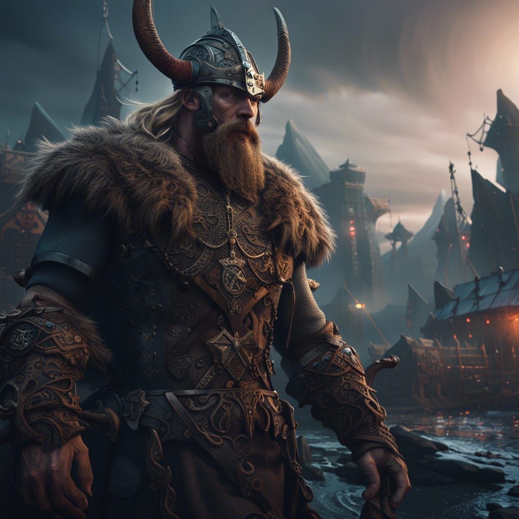 Cyberpunk Viking Fantasy Concept Art