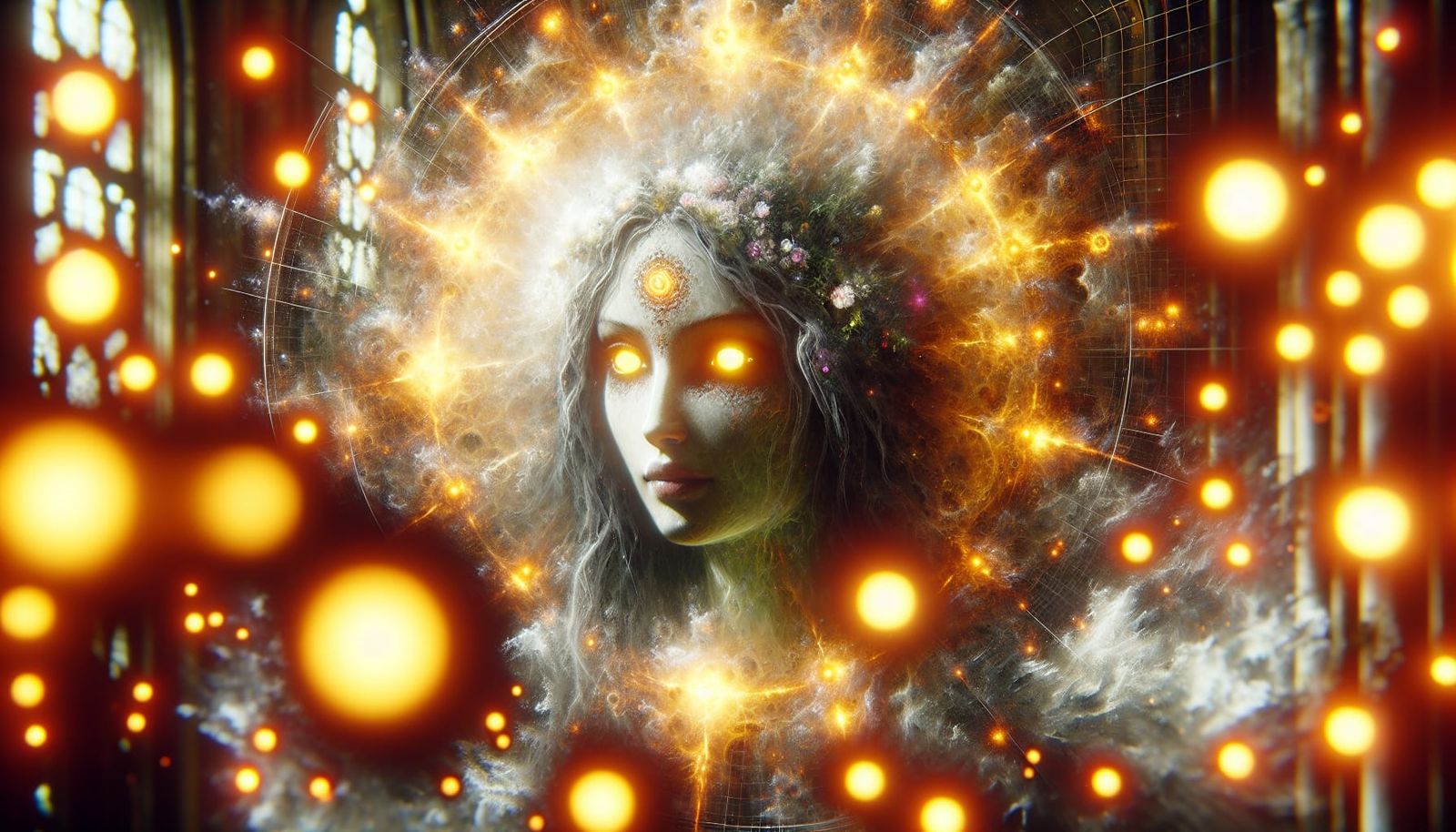 Skadi, Winter Goddess, Radiated in Gothic Renaissance Painti...