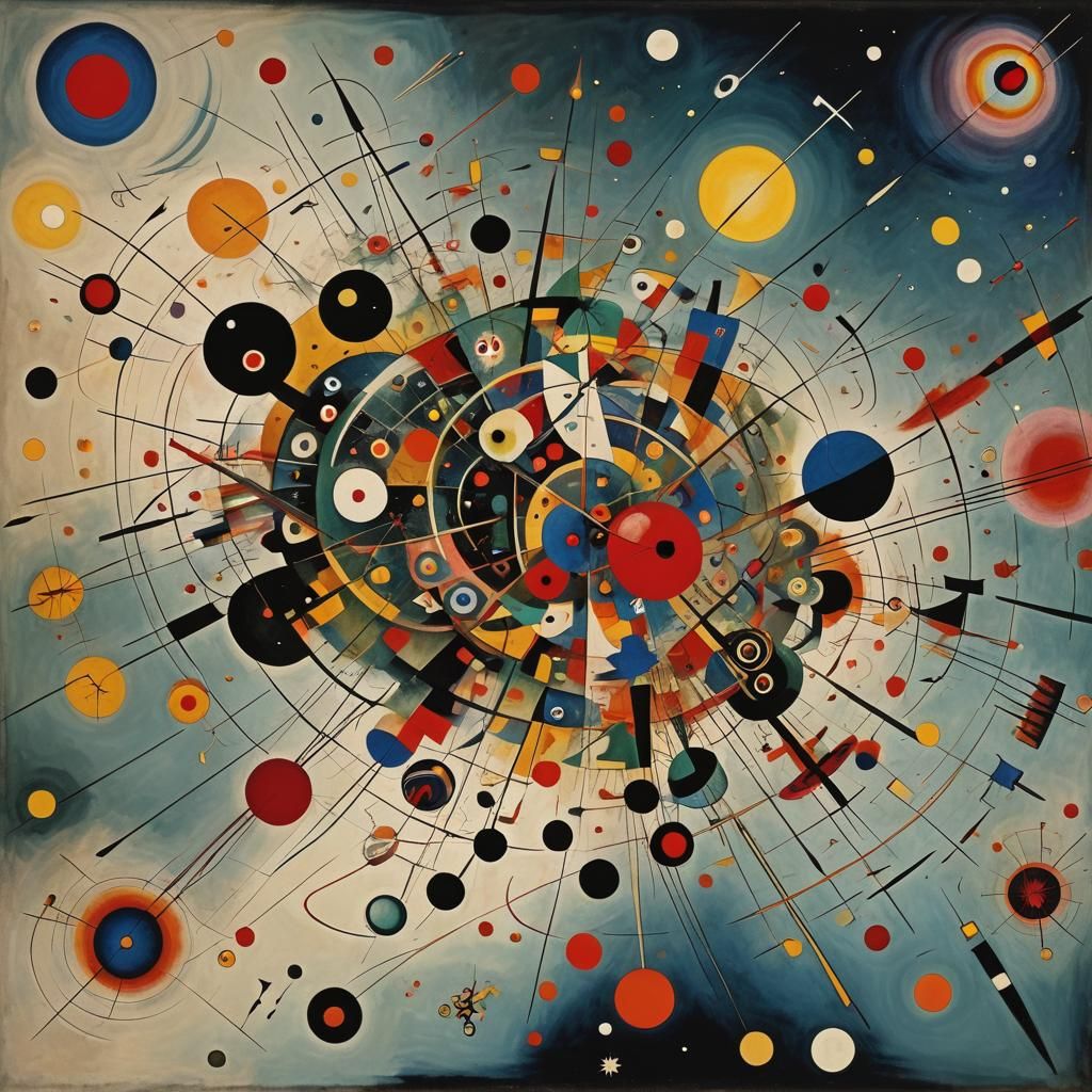 Atomic Collision: A Kandinsky-Inspired Surrealist Art