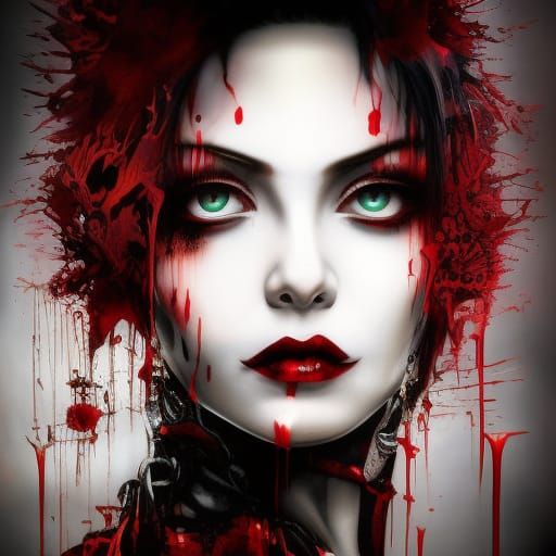 Gothic Vampire Girl in Inkpunk Style