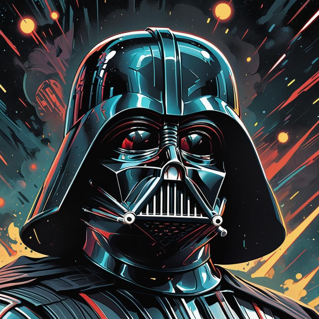 Darth Vader Retro Comic Book Illustration
