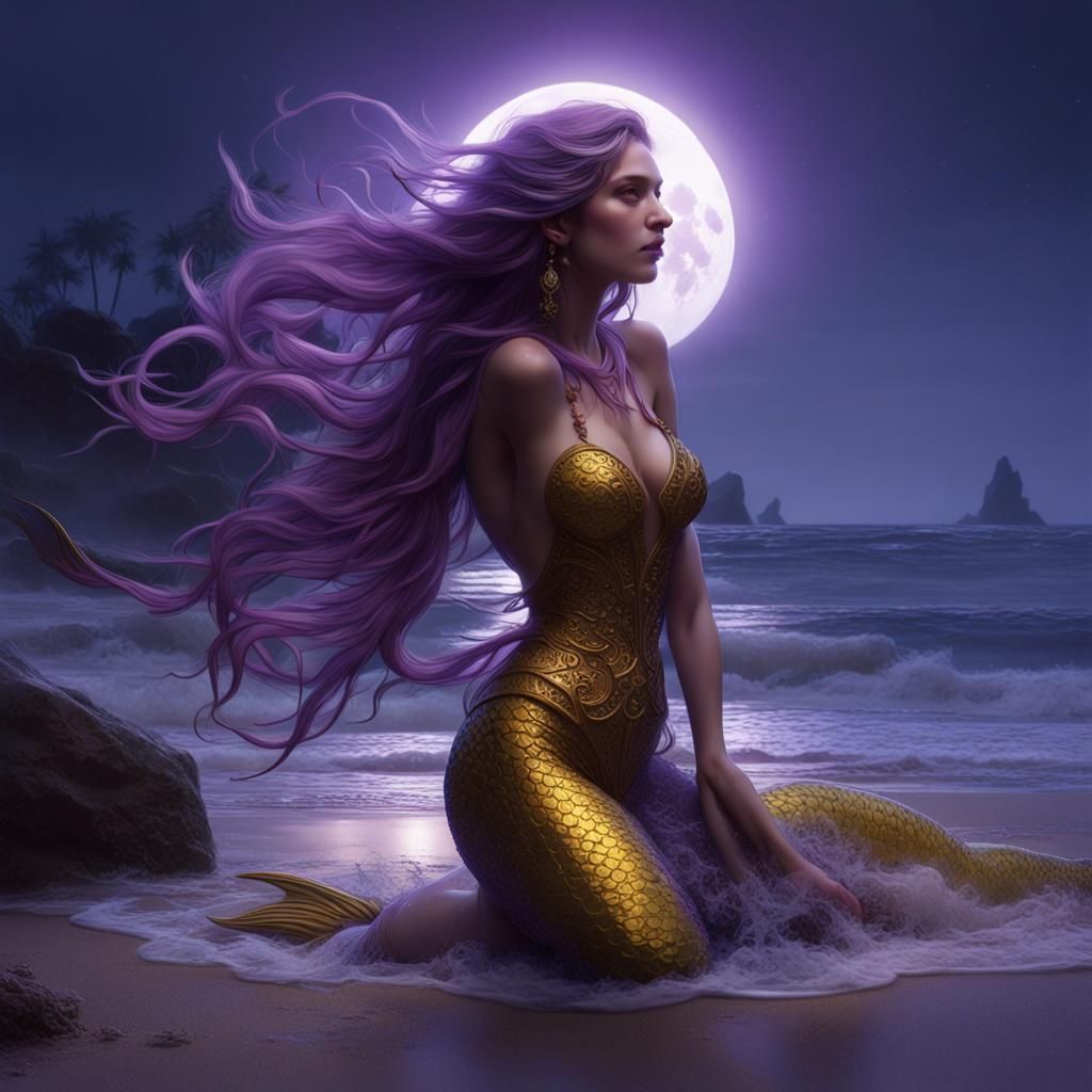 Moonlit Mermaid: Dark Fantasy Art in 8K