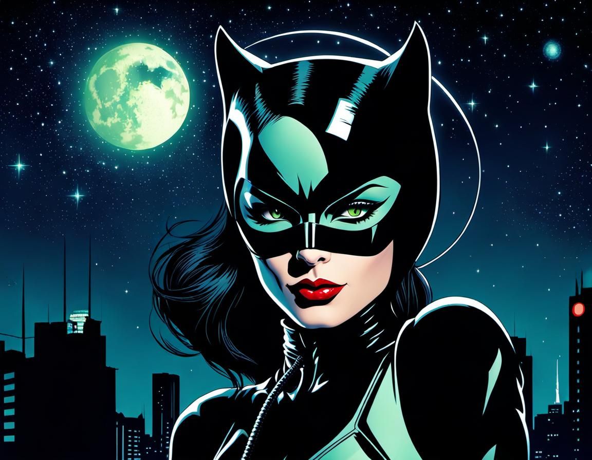 Catwoman in Sin City Cartoon Style