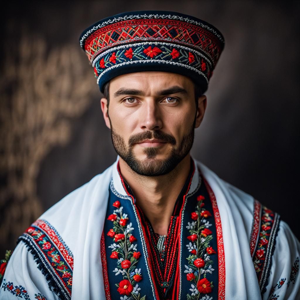 Ukrainian Man in Traditional Vyshyvanka Portrait