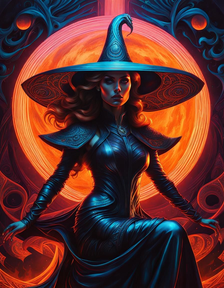 Moonlit Shadow Mage Goddess in Gothic Style