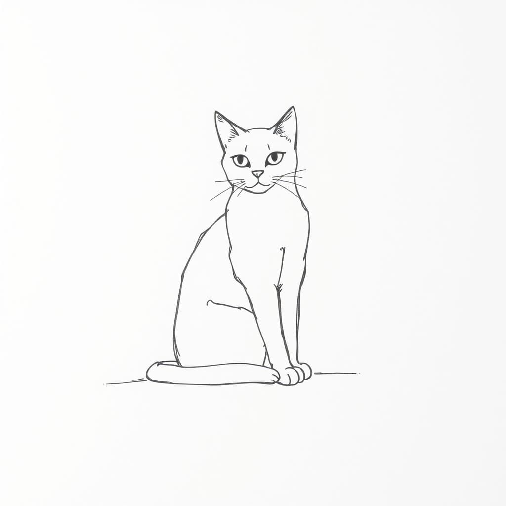 Surreal Coal Fragment Art of a Sitting Cat