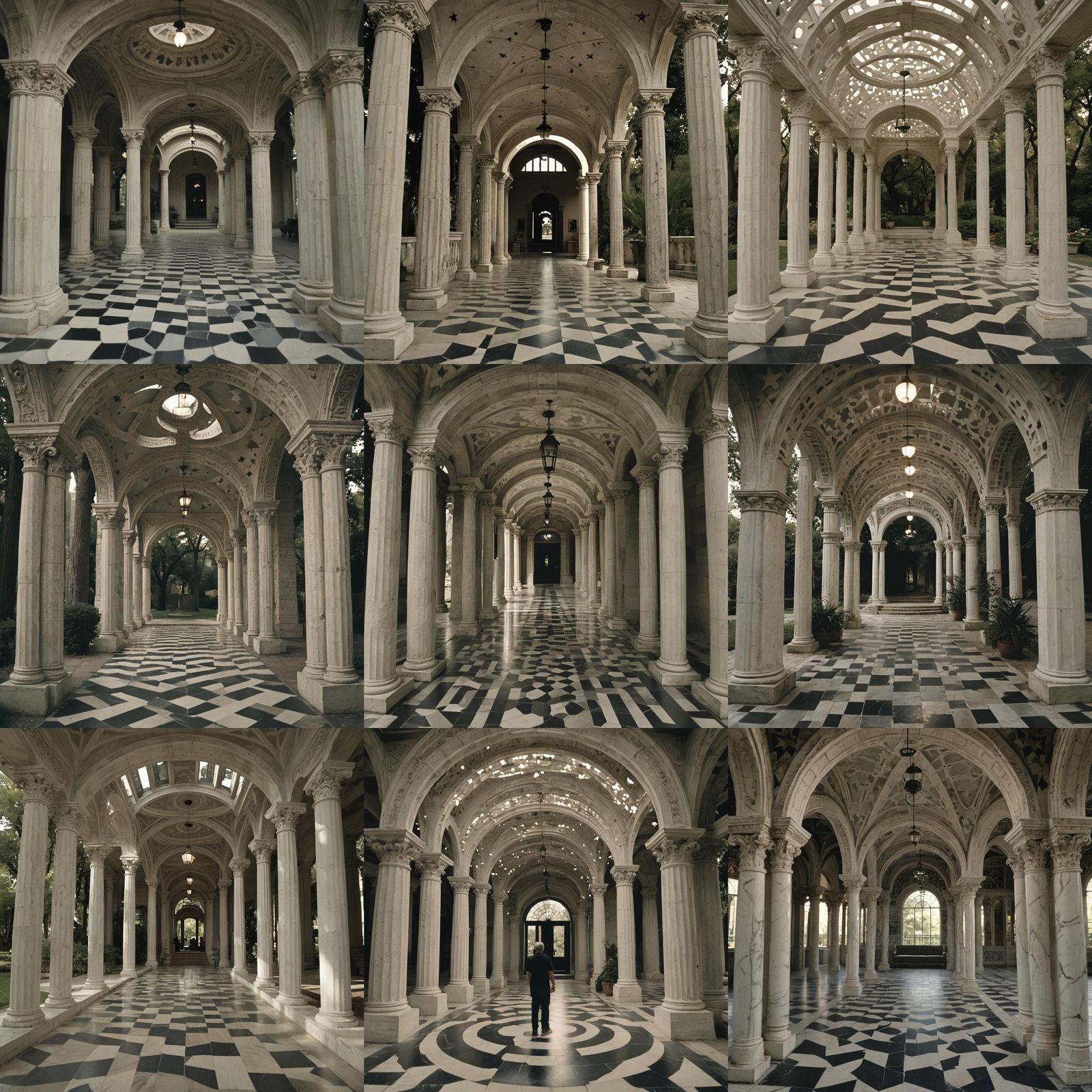 Ethereal Dark Fantasy Film Scene with Memphis Elements