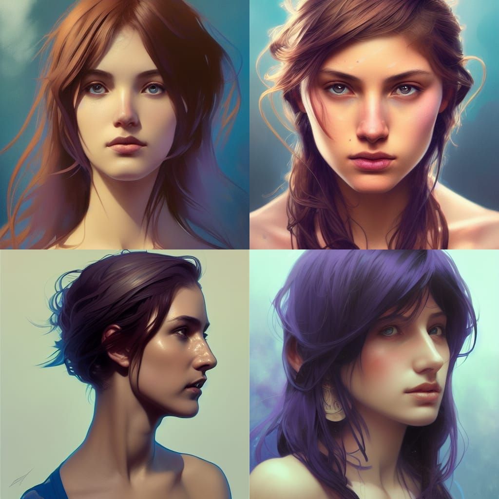 Detailed Portrait with Volumetric Lighting and Triadic Color...