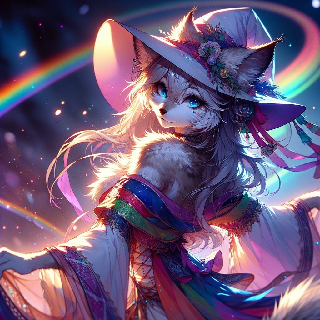 Enchanting Lynx Dances in Rainbow Light: Anime Manga Cover