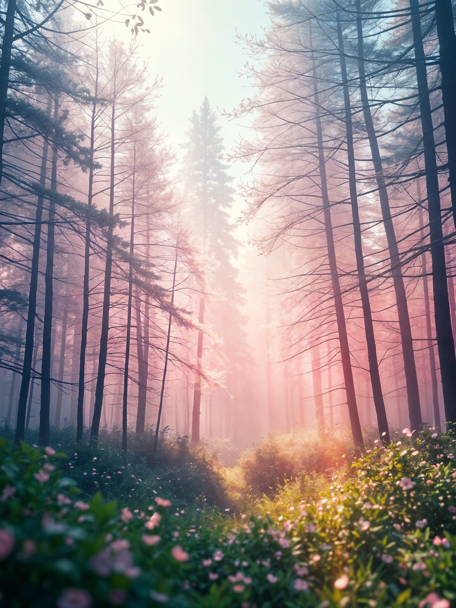 Ethereal Forest Realm in Vibrant Pastels