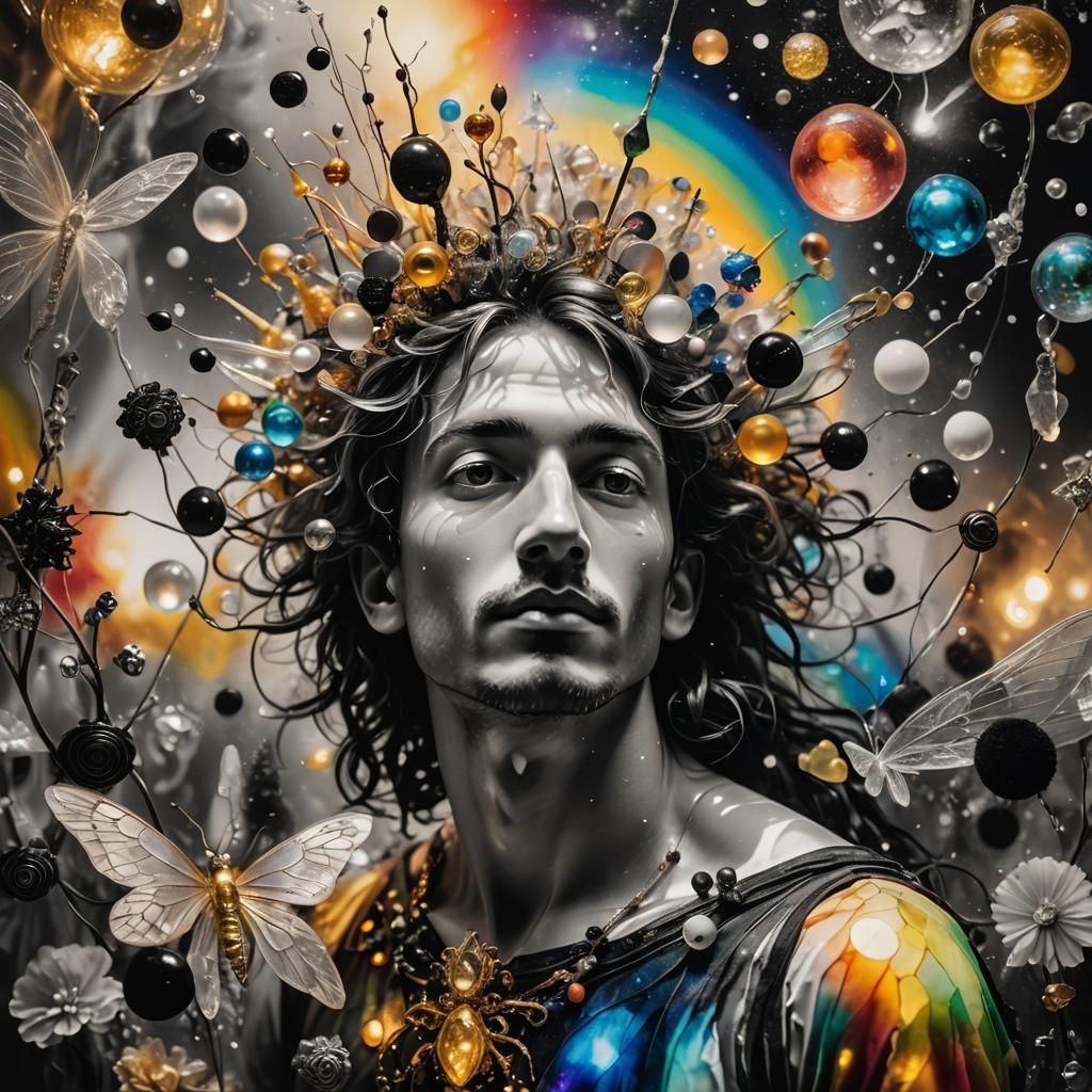 Dreamer in Surreal Rayograph Style with Fairy