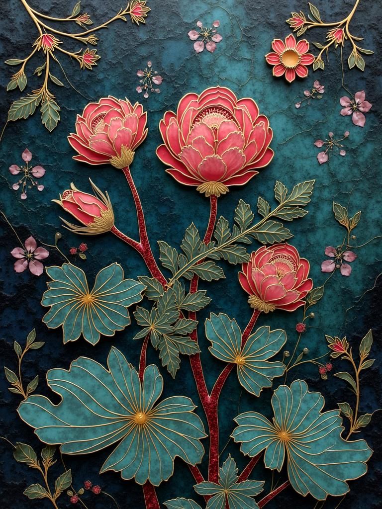 Upright Myrtle Spurge in Cloisonné Style