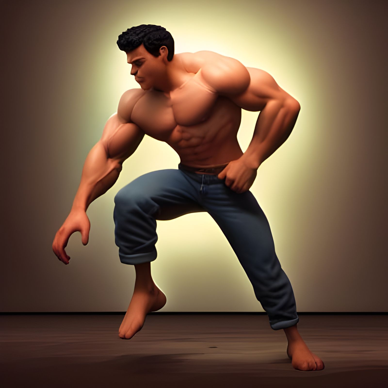 Muscular Billy Joel Flexing, 3D Digital Art