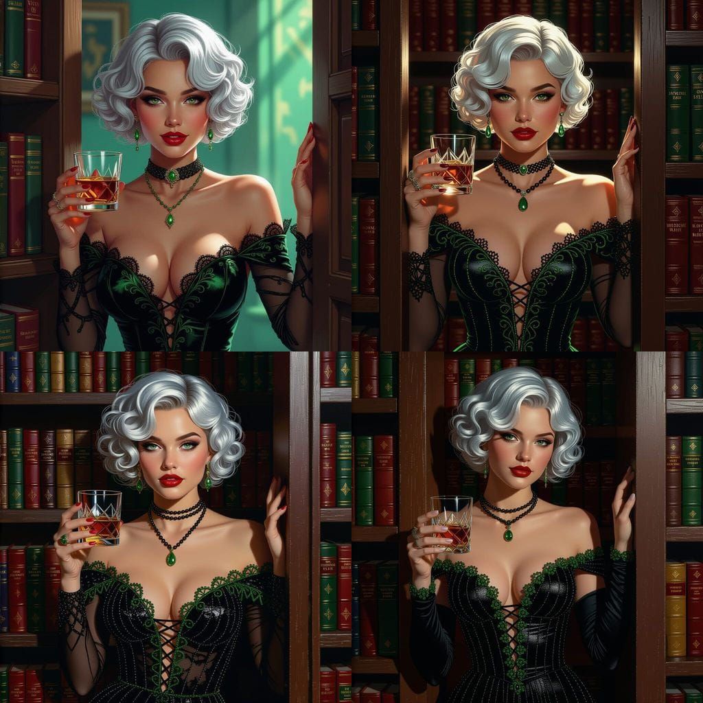 Woman with Silver Hair in Hyperrealistic Style